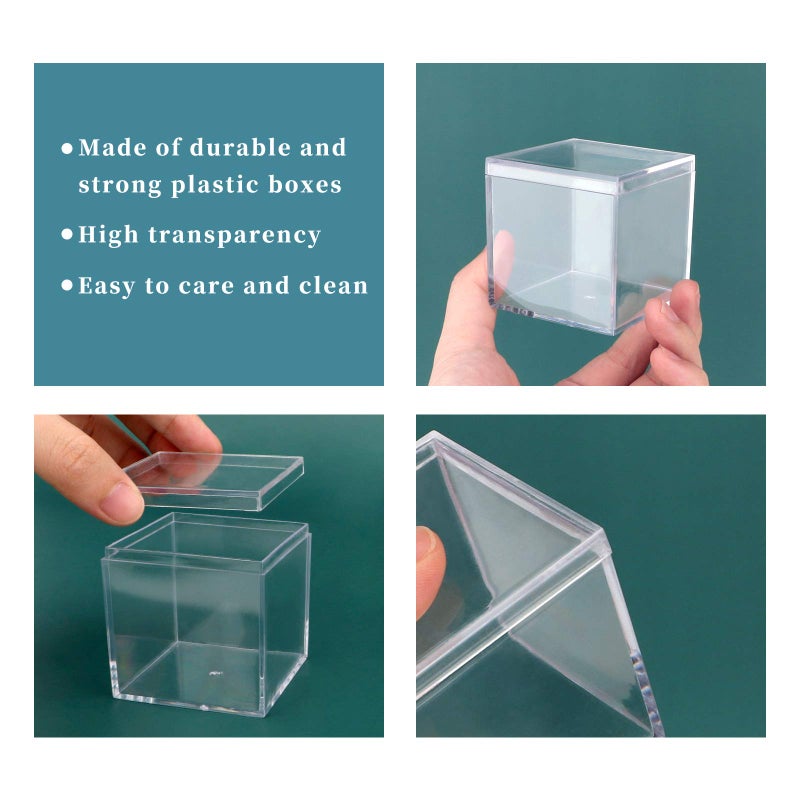 dedoot Clear Acrylic Boxes Small Plastic Square Cube, 4 Pack Small Plastic Storage Box with Lid, 2.2x2.2x2.2 Inch /55x55x55mm Square Clear Containers Box for Candy Pill and Tiny Jewelry - Image 3